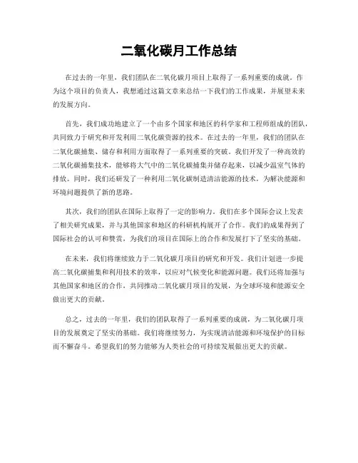 二氧化碳月工作总结