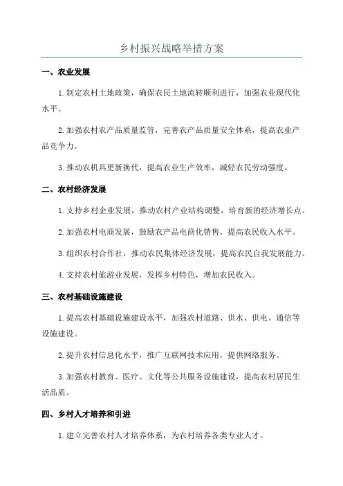 乡村振兴战略举措方案
