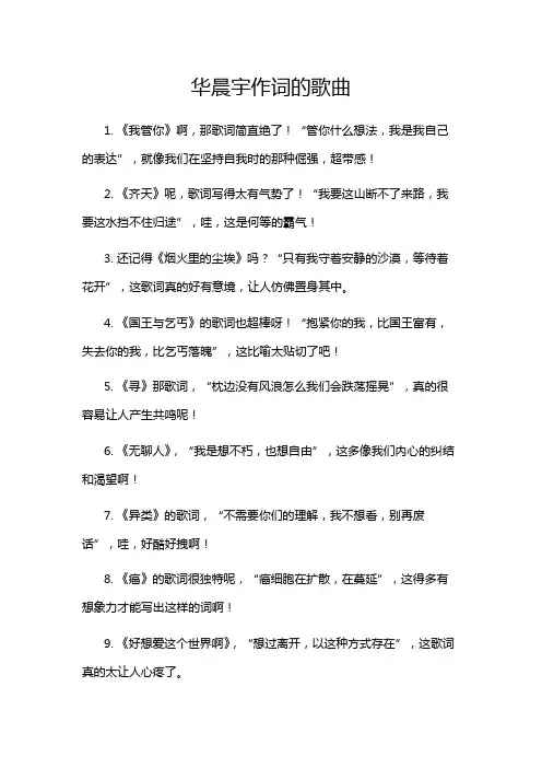 华晨宇作词的歌曲