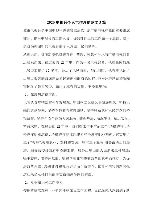 2020电视台个人工作总结范文3篇