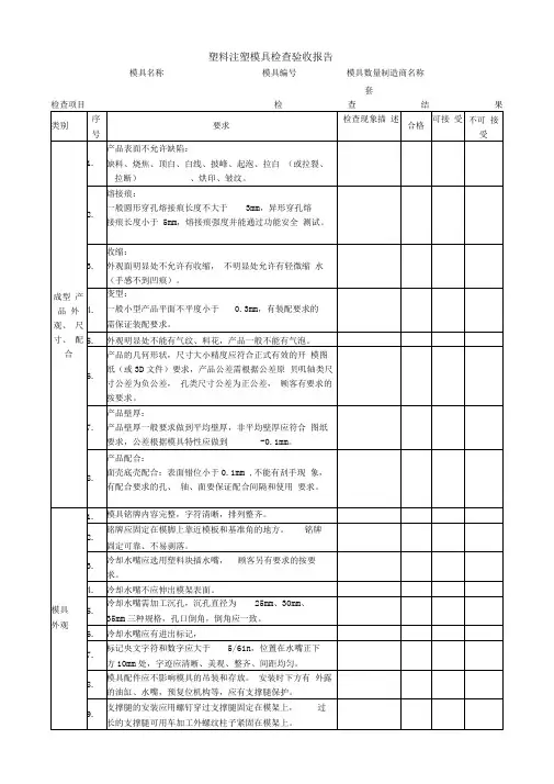 塑料注塑模具检查验收报告