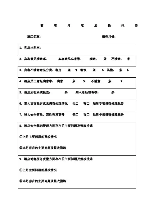 酒店月度质检报告