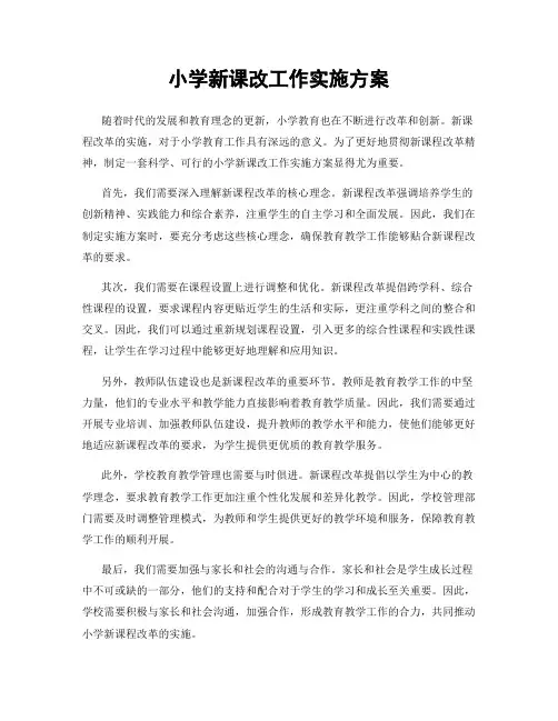 小学新课改工作实施方案