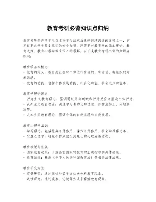 教育考研必背知识点归纳
