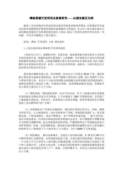 滩涂资源开发利用及前景研究——以浦东新区为例
