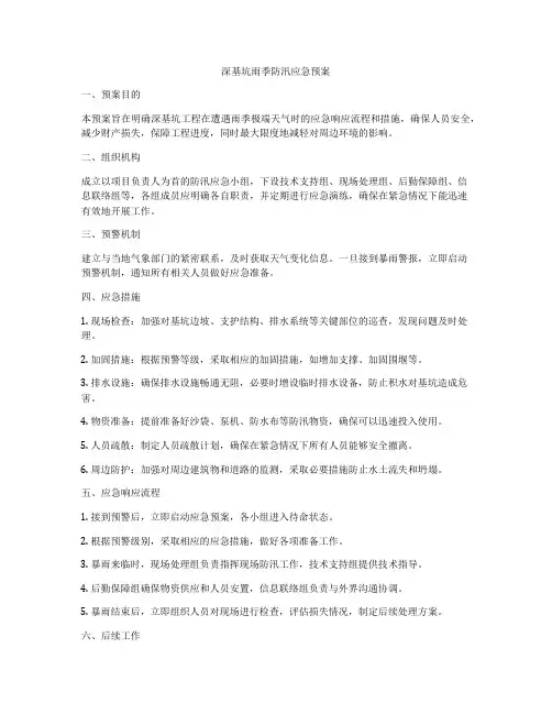 深基坑雨季防汛应急预案