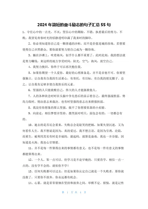 2024年简短的奋斗励志的句子汇总55句