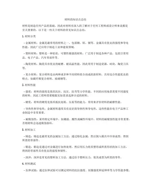材料的知识点总结