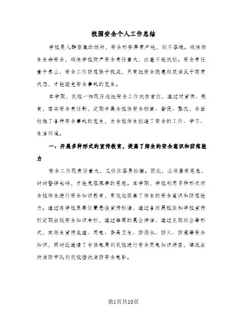 校园安全个人工作总结（5篇）