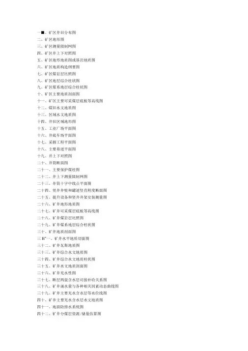 各类矿图的绘制要求及标准