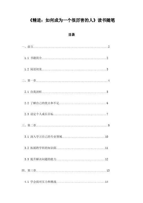 《精进：如何成为一个很厉害的人》随笔
