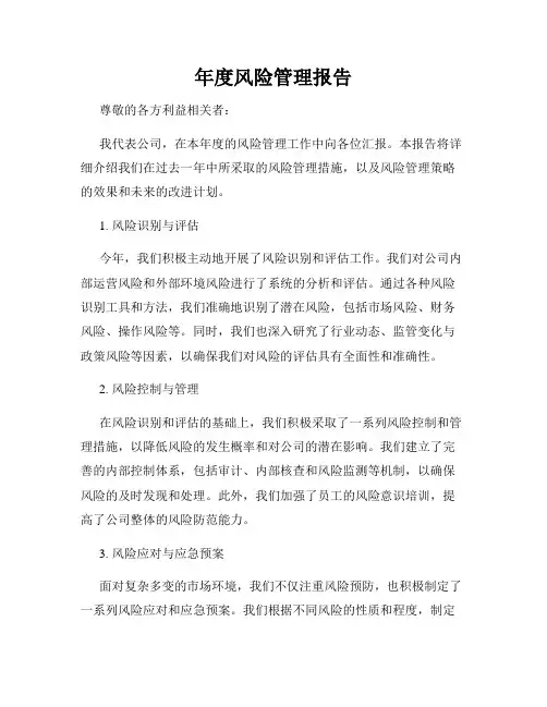 年度风险管理报告