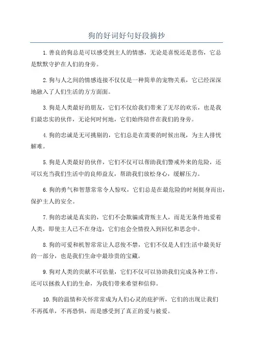狗的好词好句好段摘抄