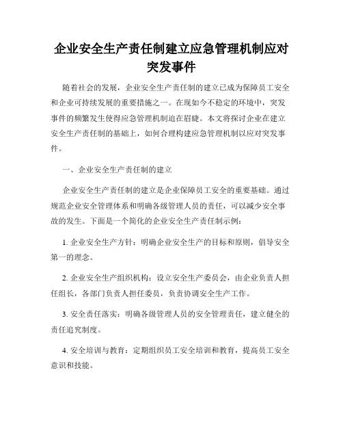 企业安全生产责任制建立应急管理机制应对突发事件