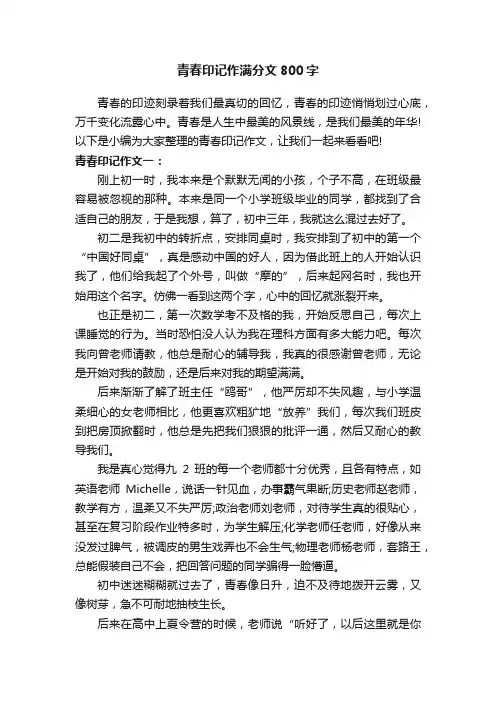 青春印记作满分文800字