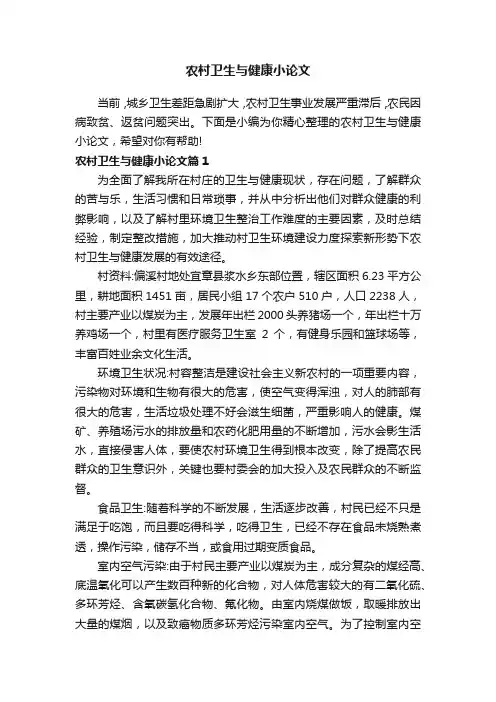 农村卫生与健康小论文