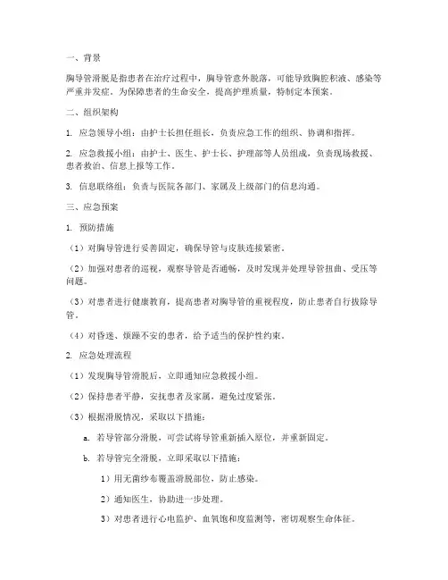 胸导管滑脱应急预案