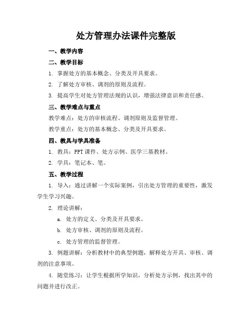 处方管理办法课件完整版