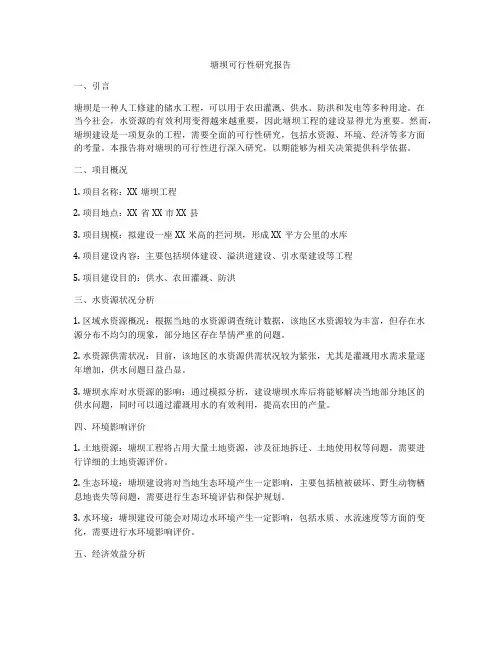 塘坝可行性研究报告