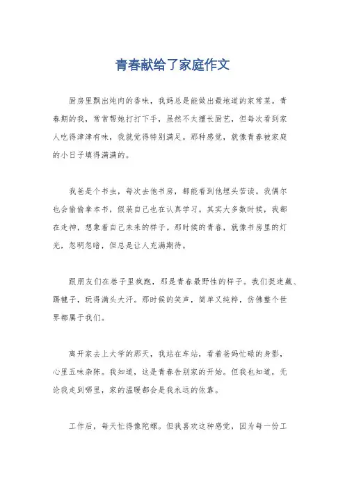 青春献给了家庭作文