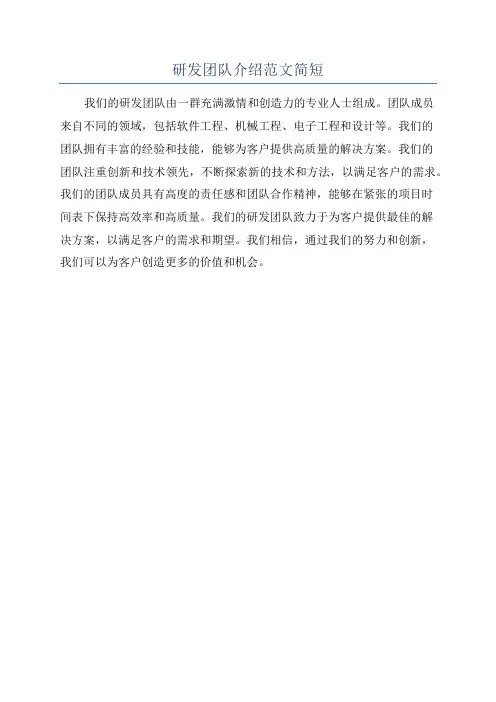 研发团队介绍范文简短