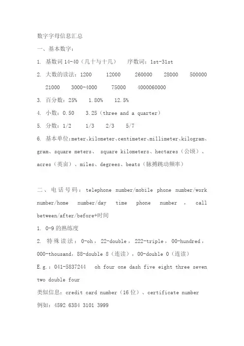 雅思听力数字字母信息汇总