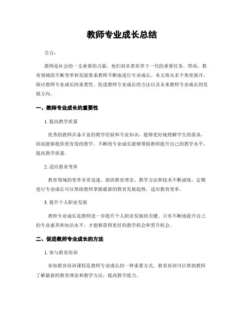 教师专业成长总结