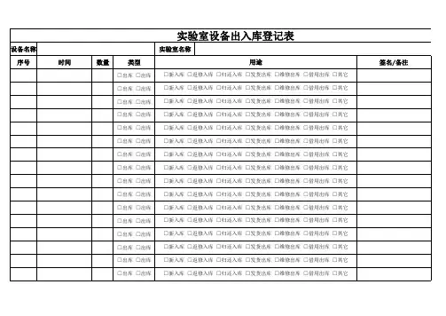设备出入库管理登记表