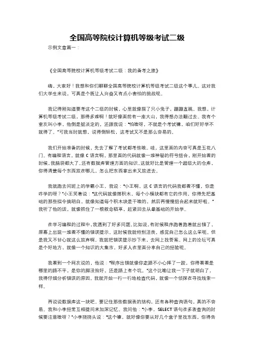 全国高等院校计算机等级考试二级