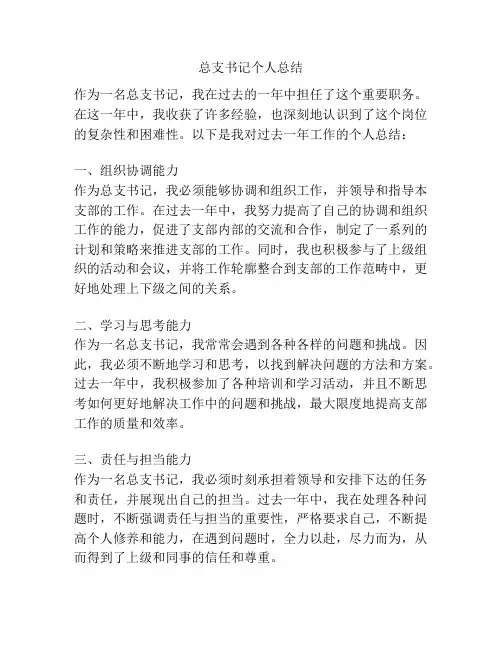 总支书记个人总结