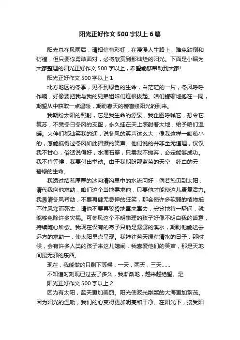 阳光正好作文500字以上6篇