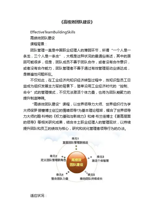 《高绩效团队建设》