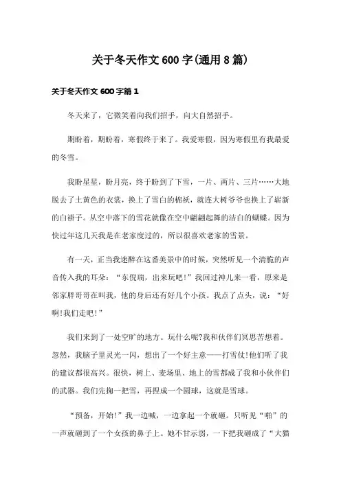 关于冬天作文600字(通用8篇)