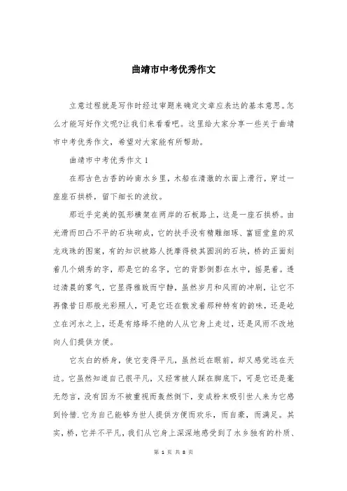 曲靖市中考优秀作文