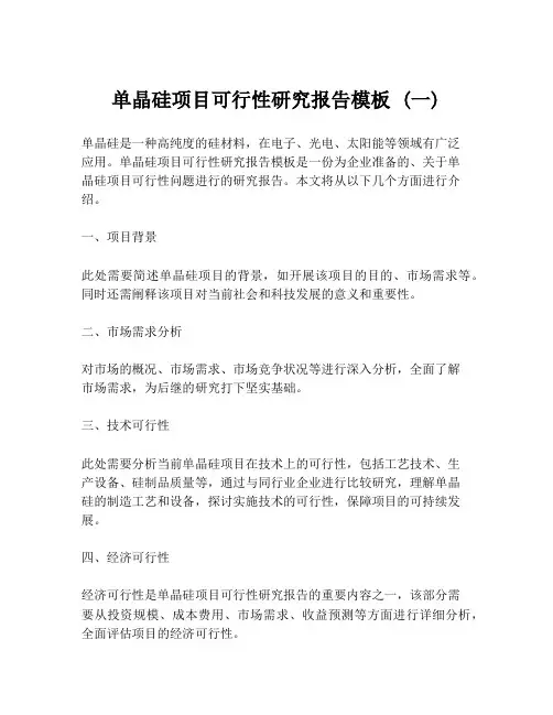 单晶硅项目可行性研究报告模板 (一)