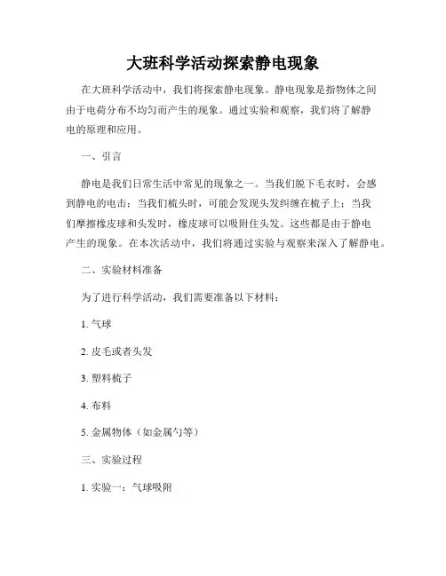 大班科学活动探索静电现象