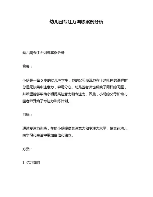 幼儿园专注力训练案例分析