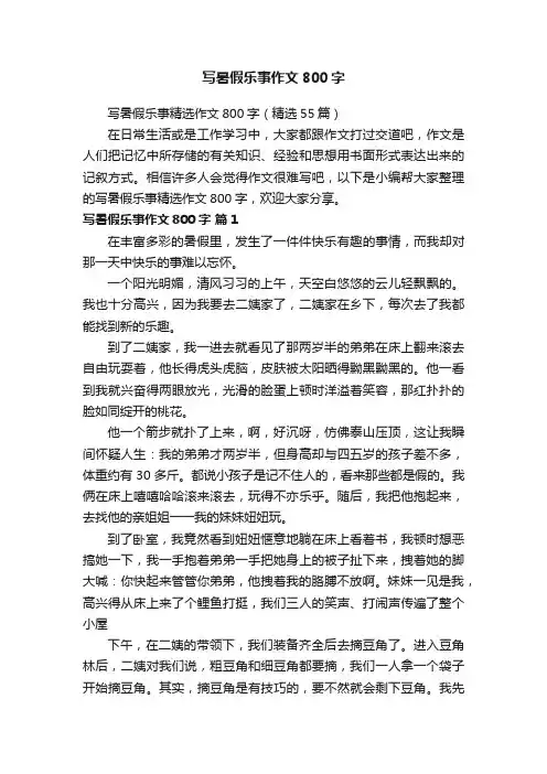 写暑假乐事精选作文800字（精选55篇）