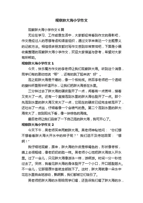 观察胖大海小学作文6篇