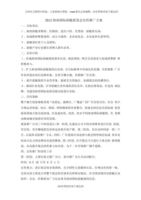 海南游艇会展宣传推广方案