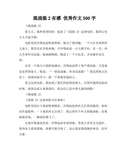 观战狼2有感 优秀作文500字