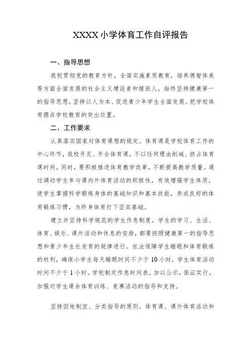 小学体育工作自评报告