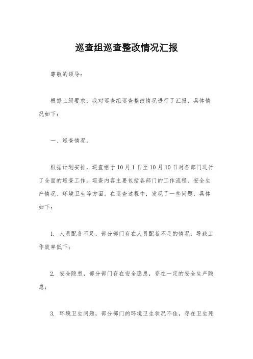 巡查组巡查整改情况汇报