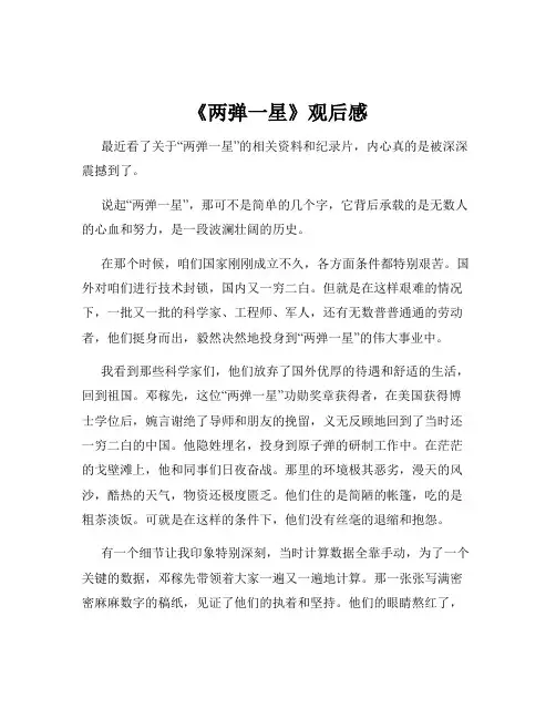 《两弹一星》观后感