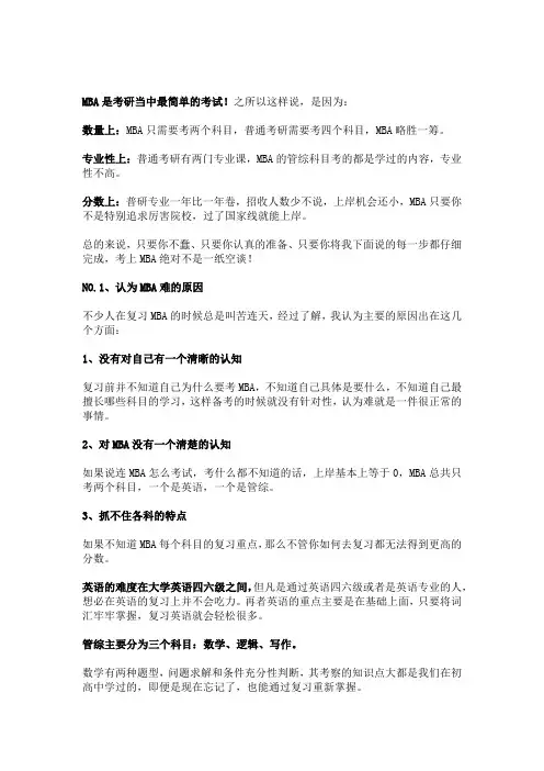MBA考试难度如何？
