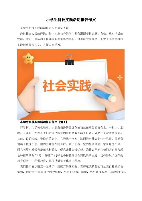 小学生科技实践活动报告作文