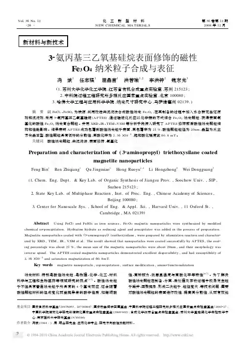 3_氨丙基三乙氧基硅烷表面修饰的磁性Fe_3O_4纳米粒子合成与表征