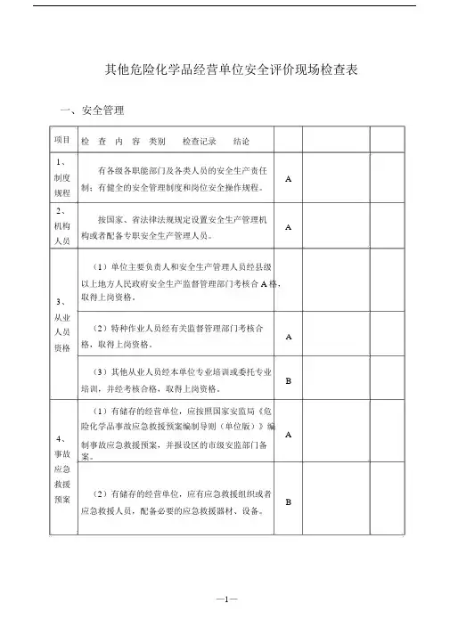 (完整版)危险化学品安全评价现场检查表.doc