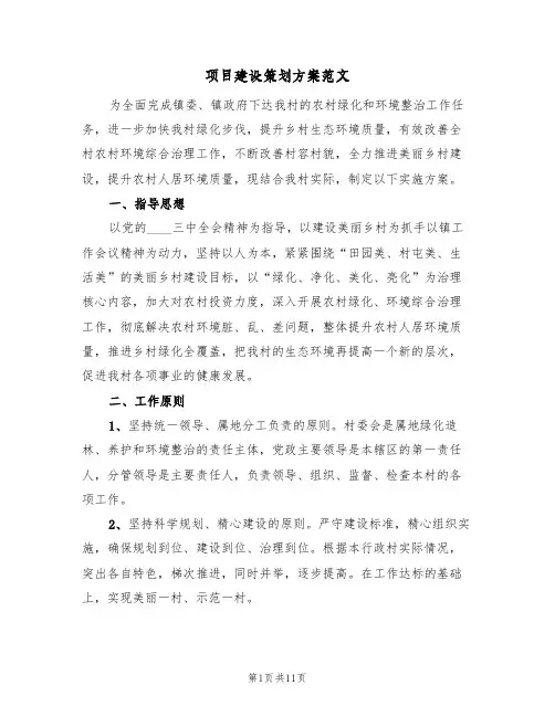 项目建设策划方案范文(2篇)