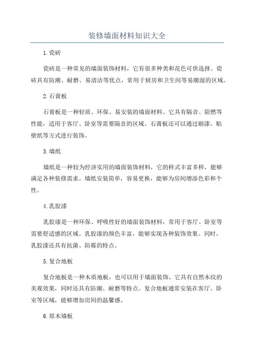 装修墙面材料知识大全
